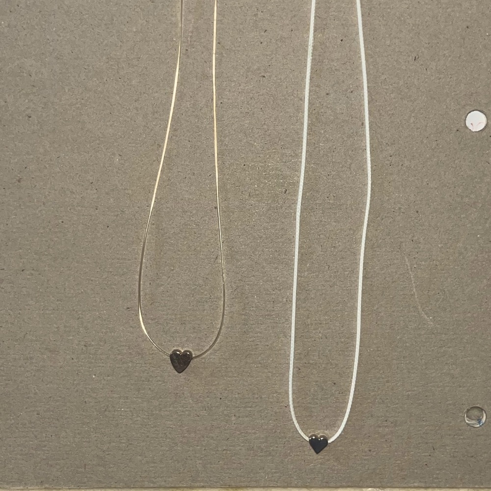2 String Heart Necklaces w/ Adjustable Clasps